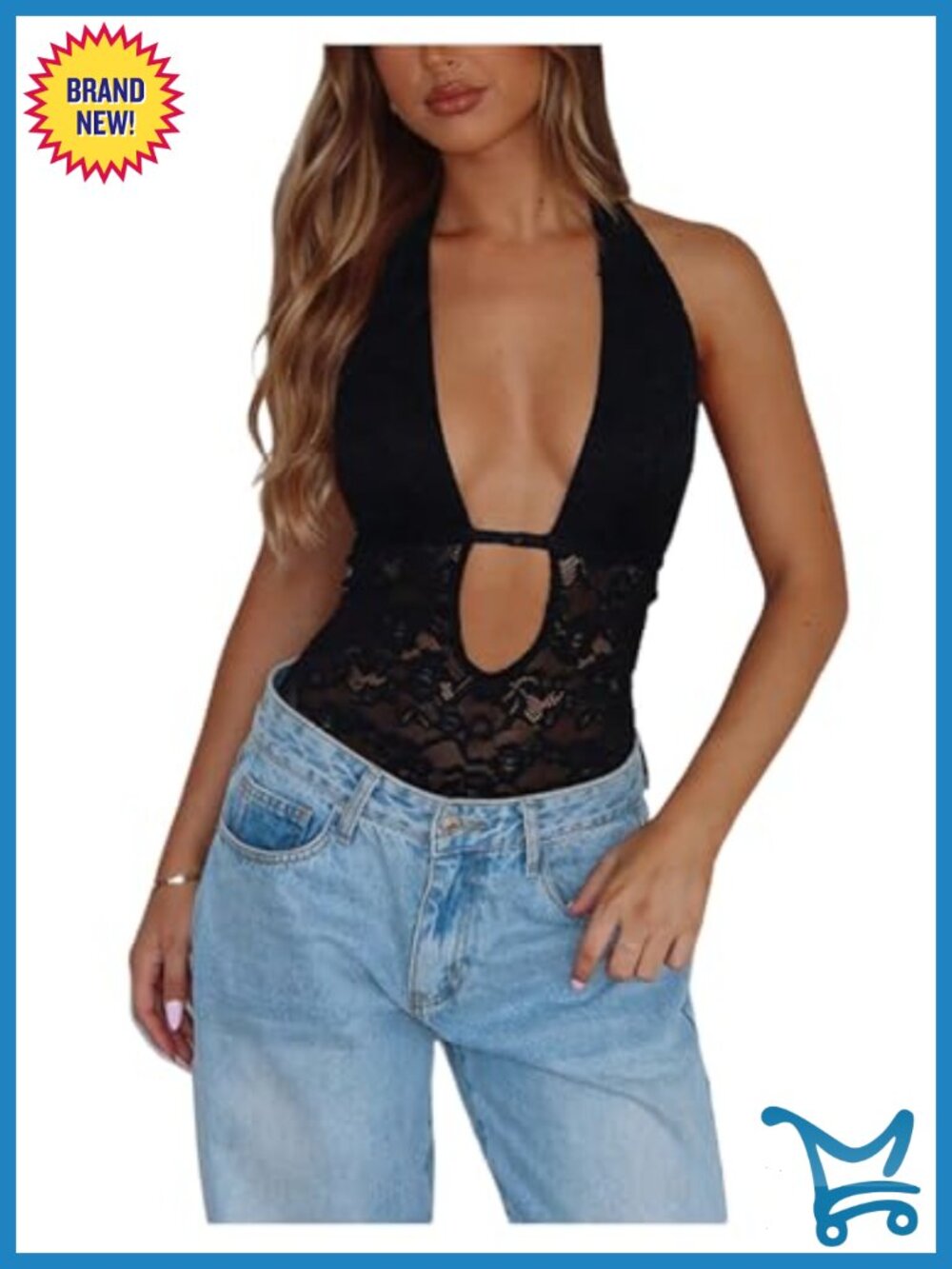 Floral Lace Bodysuit Halter Neck Tie Back Sleeveless Night Out Top